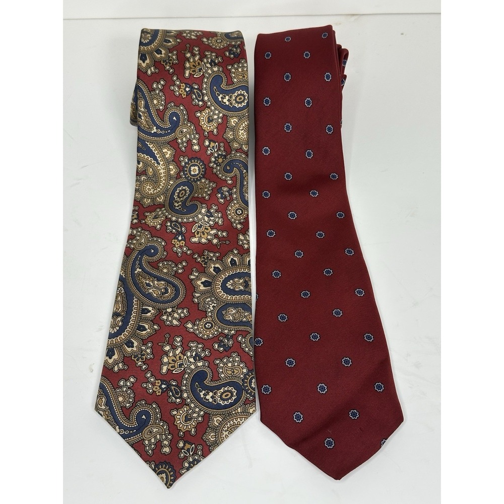Hathaway, Men's Vintage Silk Ties, Lot Of 2, Made In USA, Multicolor/Pattern‎